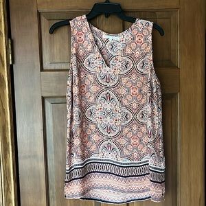 Violet & Claire sleeveless blouse Navy and Orange